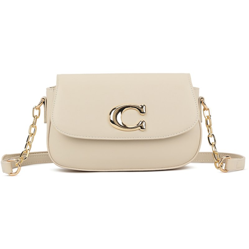 Long & Son Statement Clasp Shoulder Bag Beige