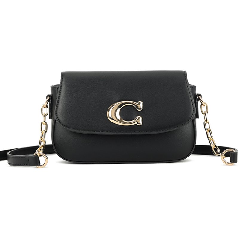 Long & Son Statement Clasp Shoulder Bag Black