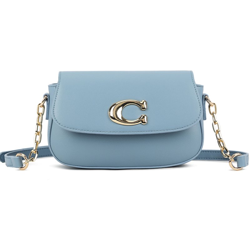 Long & Son Statement Clasp Shoulder Bag Light Blue