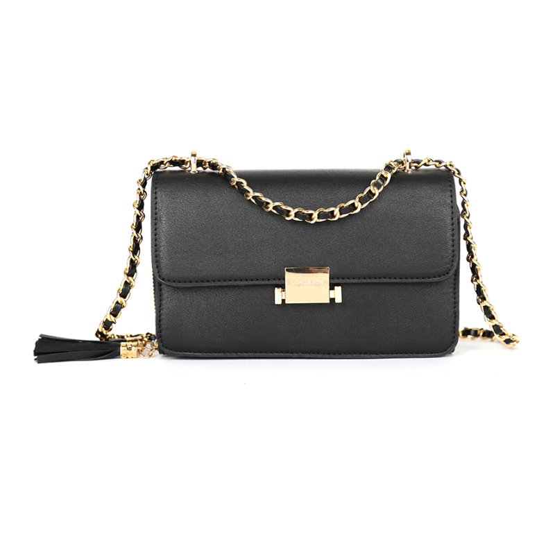 Long & Son Shoulder Bag With Chain Strap Black