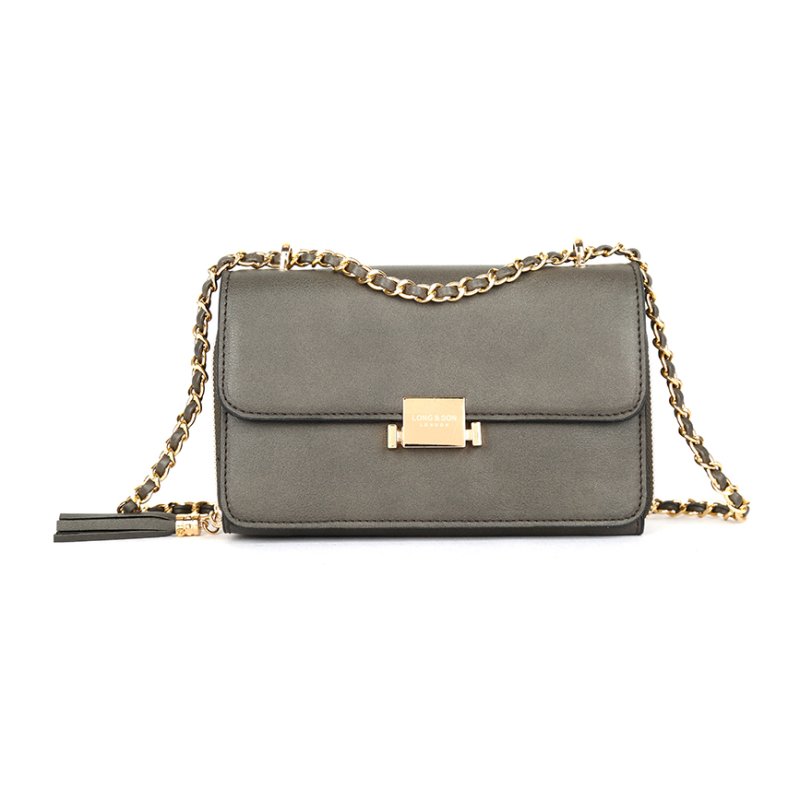 Long & Son Shoulder Bag With Chain Strap Grey