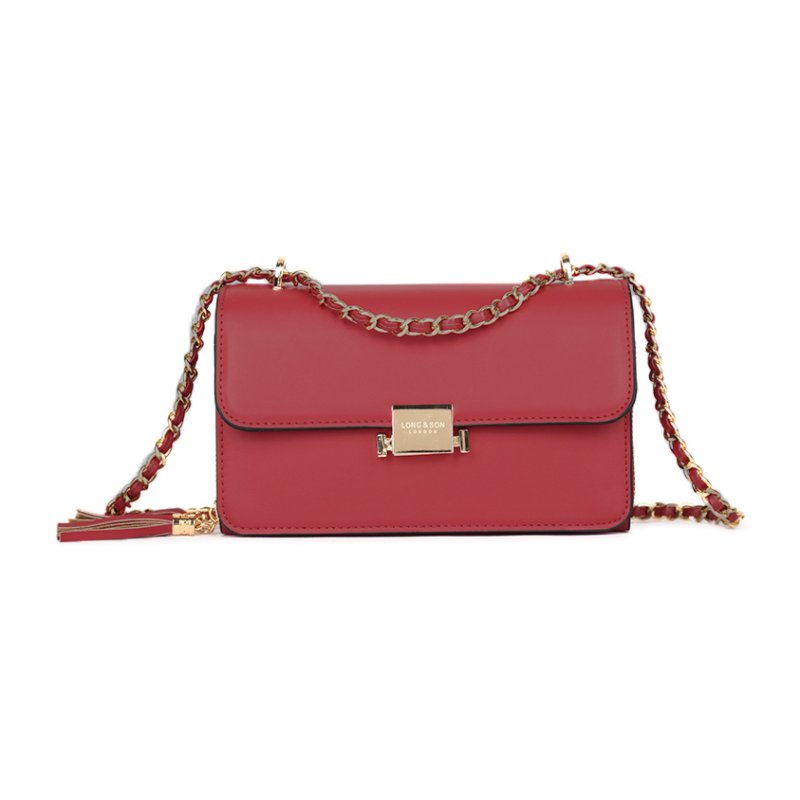 Long & Son Shoulder Bag With Chain Strap Red