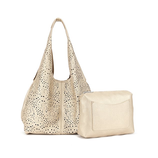 Long & Son Punched Detail Hobo Bag Gold