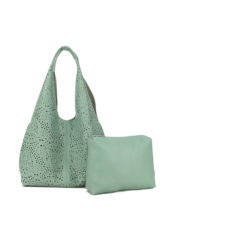 Long & Son Punched Detail Hobo Bag Green