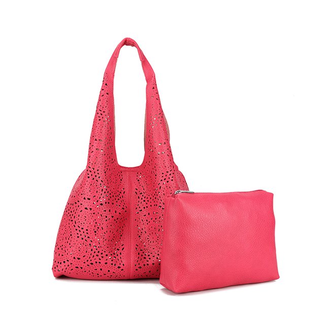 Long & Son Punched Detail Hobo Bag Pink