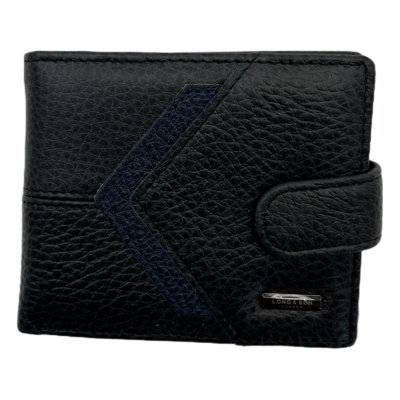 Long & Son Assorted Mens Chevron Leather Wallets Black