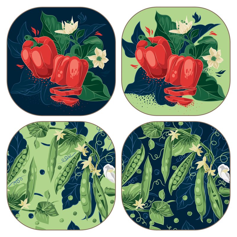 Tradestock Recipe Thief Peas & Paprika Coaster Set Of 4