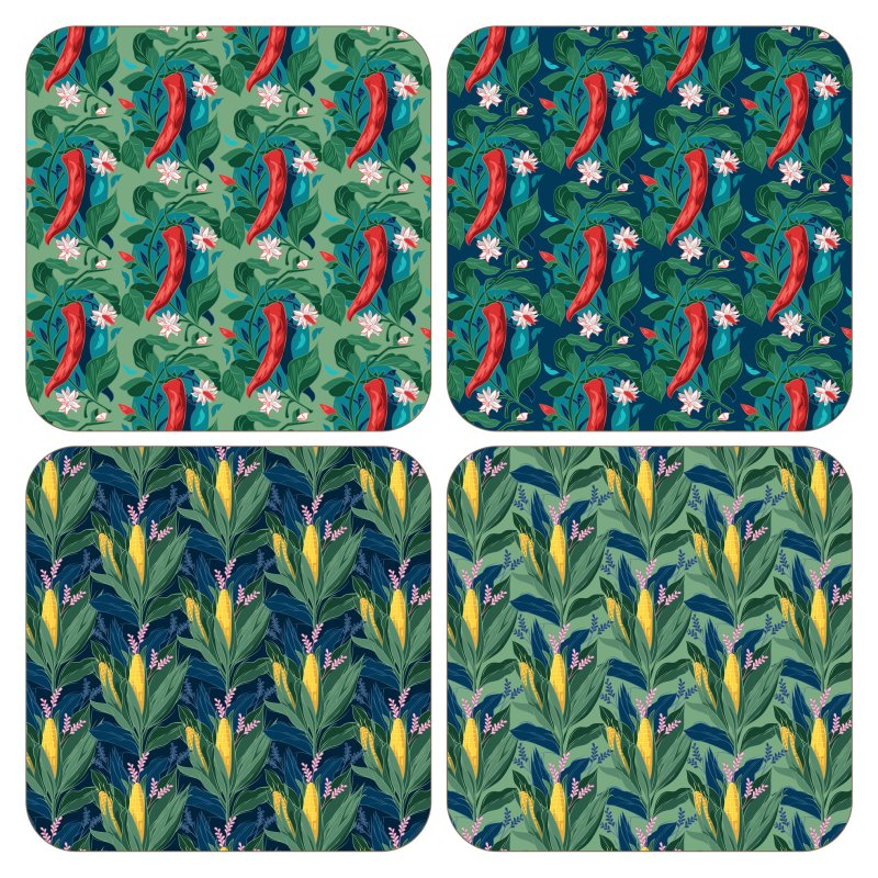 Tradestock Recipe Thief Corn & Chilli Square Placemat Set Of 4