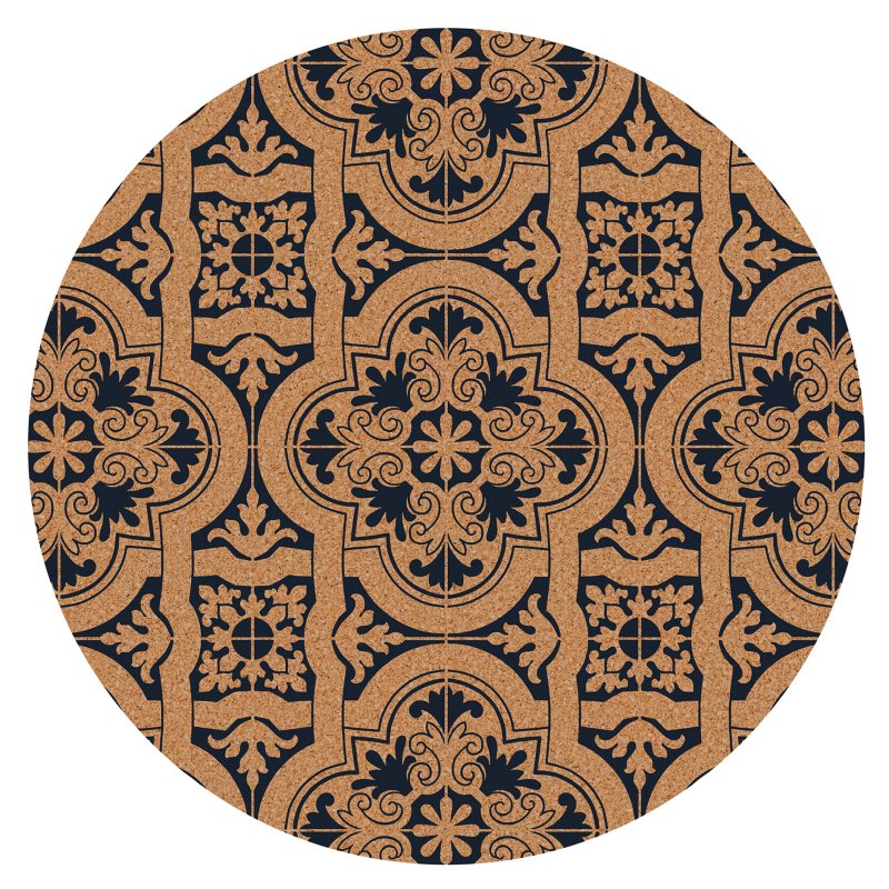 Tradestock Porto Blue Round Cork Trivet Placemat