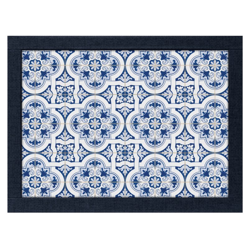 Tradestock Porto Blue Textured Faux Leather Lap Tray