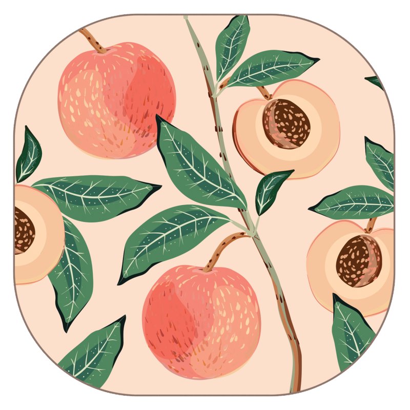 Tradestock Peach Tree Velvet Backed Coasters Set Of 4