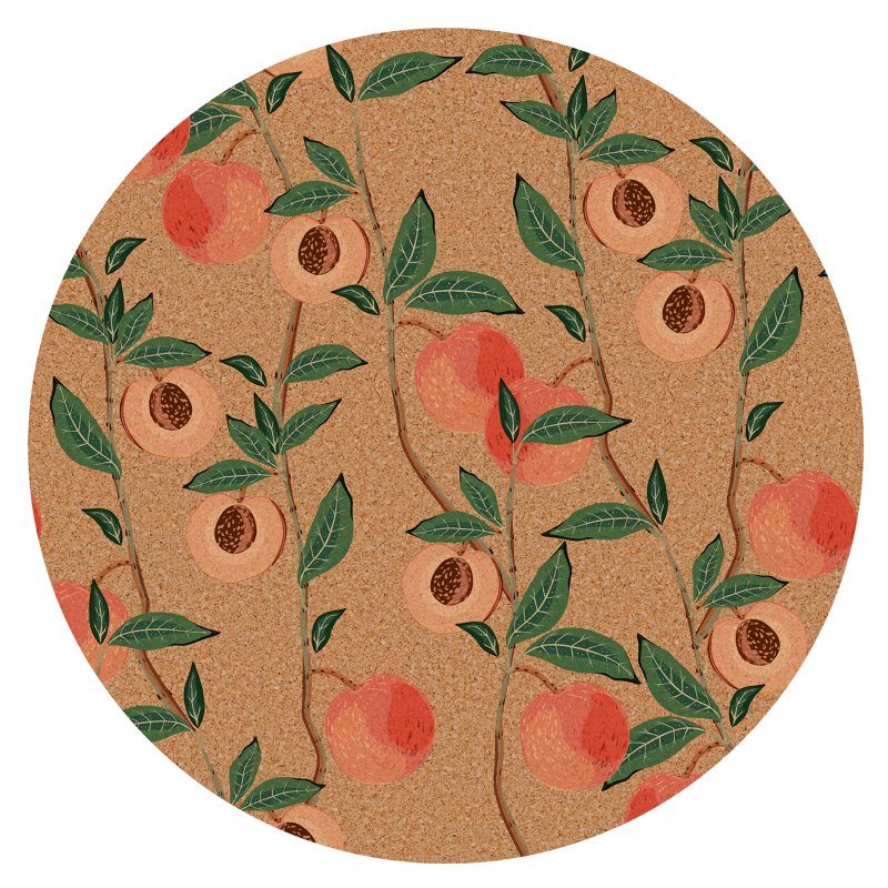 Tradestock Peach Tree Round Cork Trivet Placemat