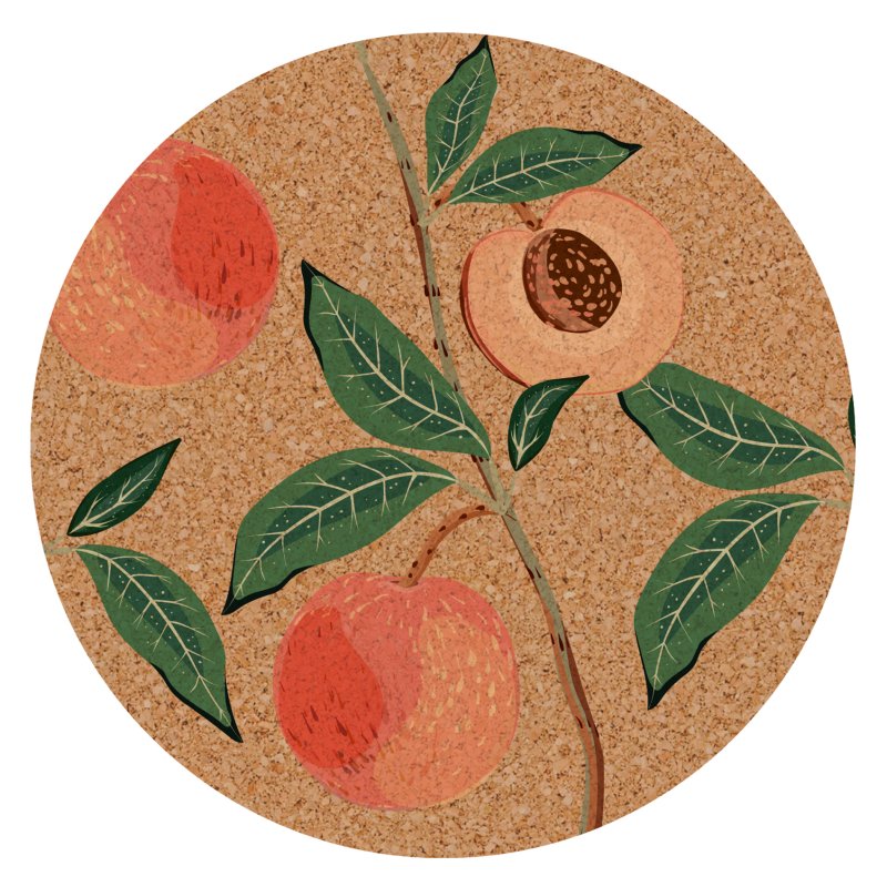 Tradestock Peach Tree Round Cork Coaster