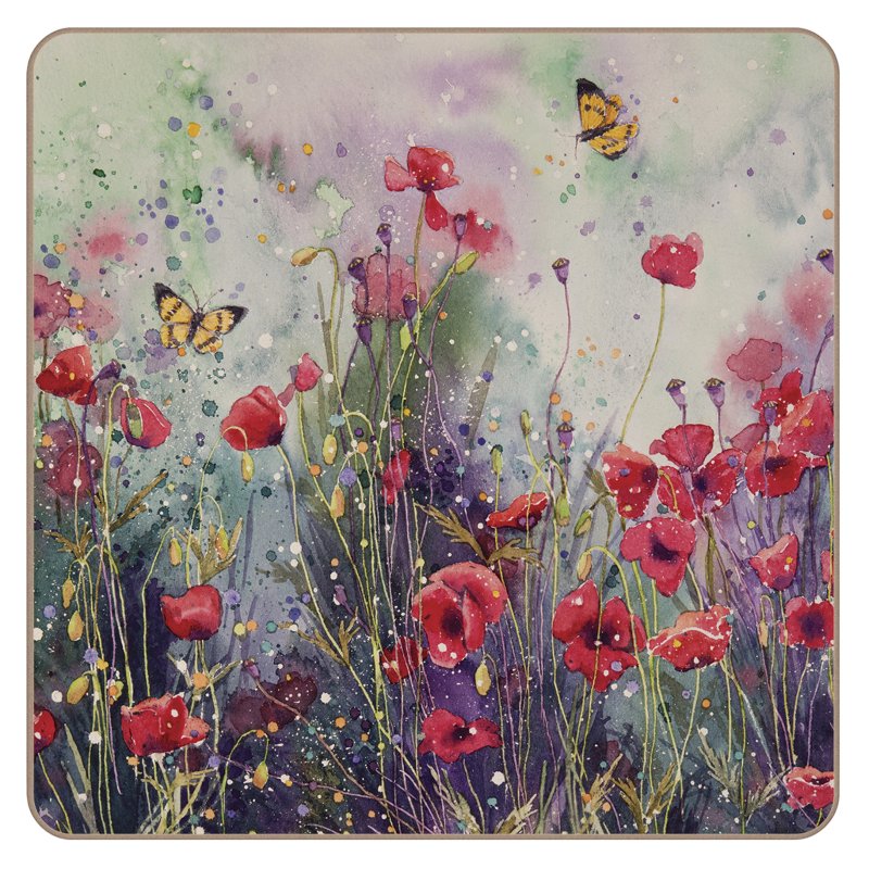 Tradestock Poppy Field Coasters Set Of 4