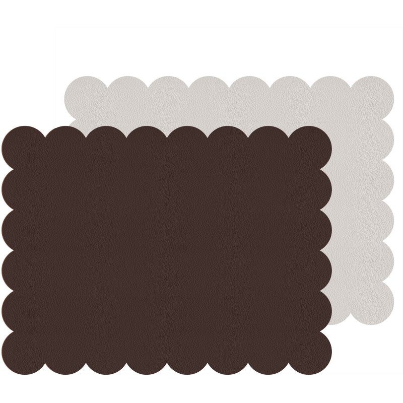 Tradestock Chocolate White Scalloped Flexi Placemats Set Of 2