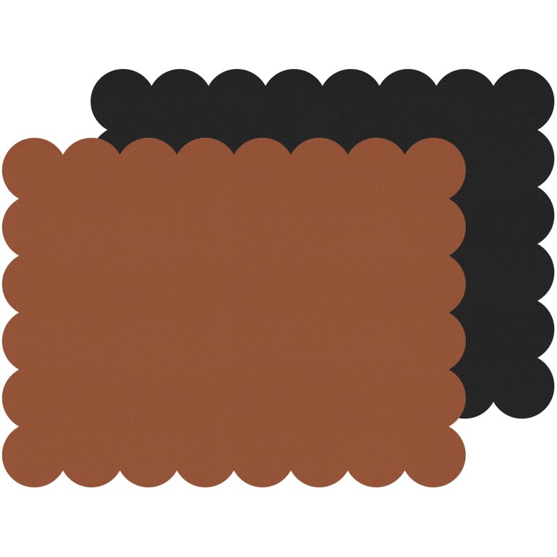 Tradestock Rust Black Scalloped Flexi Placemats Set Of 2
