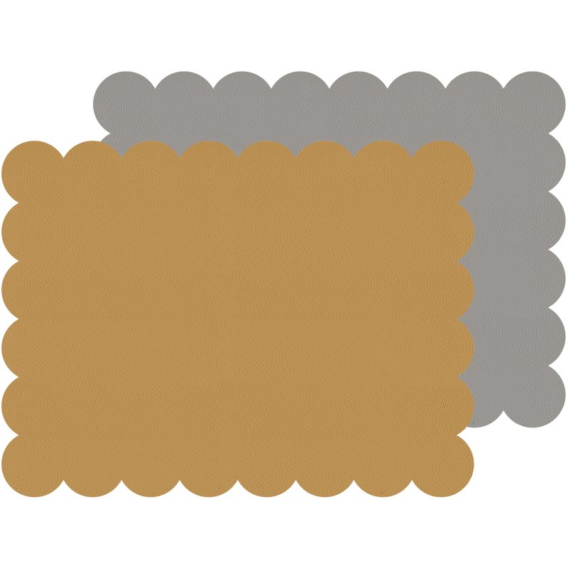 Tradestock Mustard Grey Scalloped Flexi Placemats Set Of 2