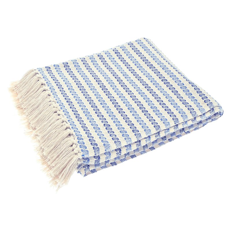 Waltons Cowrie Recycled Cotton Throw Blue