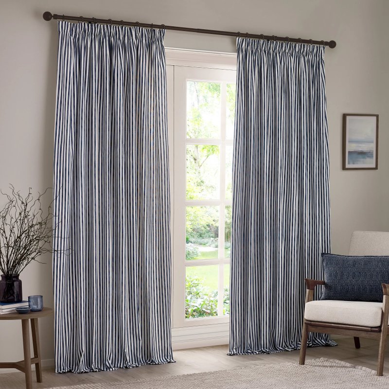 Yard Hebden Pencil Pleat Curtains Navy