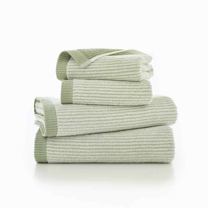 The Lyndon Company Willow Weave Stripe Towels Sage