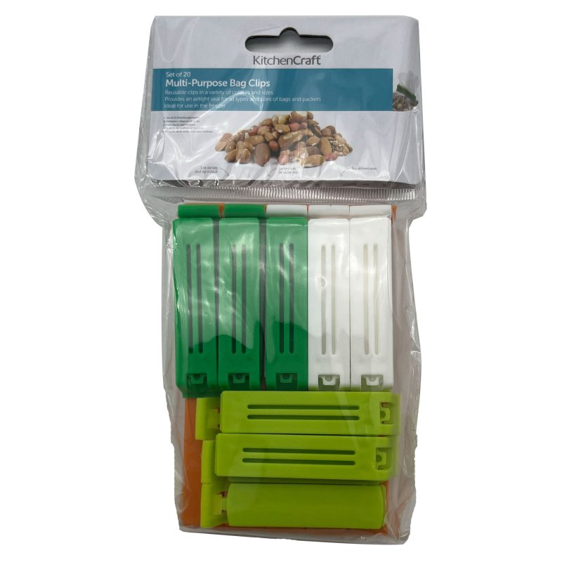 KitchenCraft Pack Of Twenty Assorted Sized Bag Clips