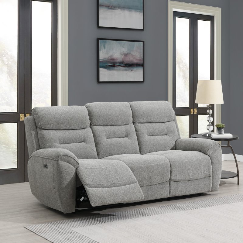 Aldiss Own Keswick 3 Seater Power Recliner Sofa in Light Grey