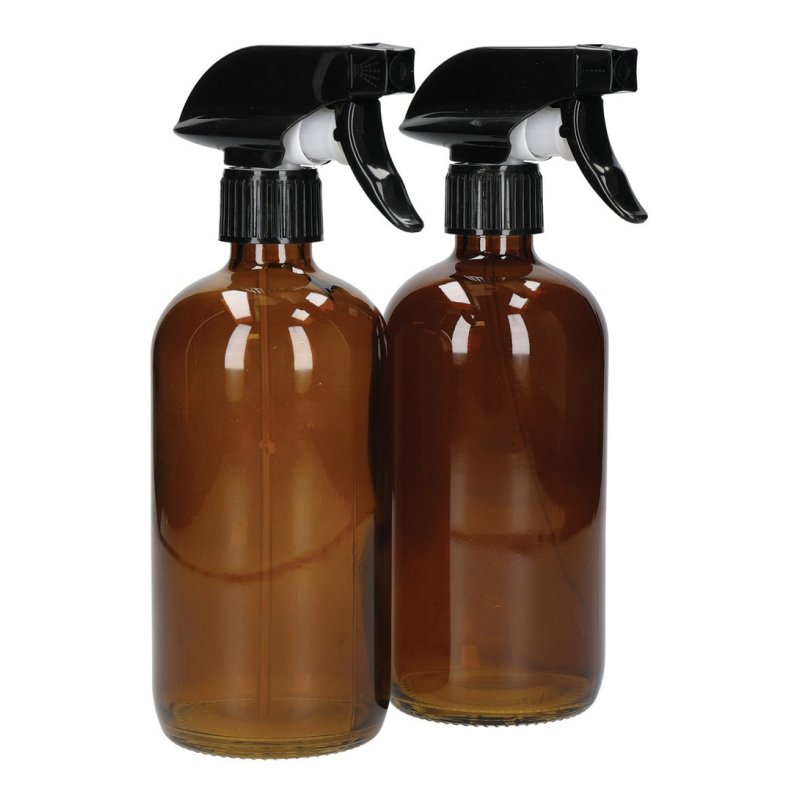 Living Nostalgia Set Of 2 Amber Glass Spray Bottles