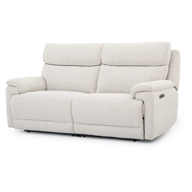 Milan 3 Seater Power Recliner In Linen angled front