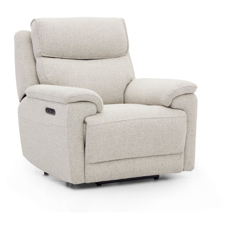 Milan Power Recliner Chair In Linen angled front