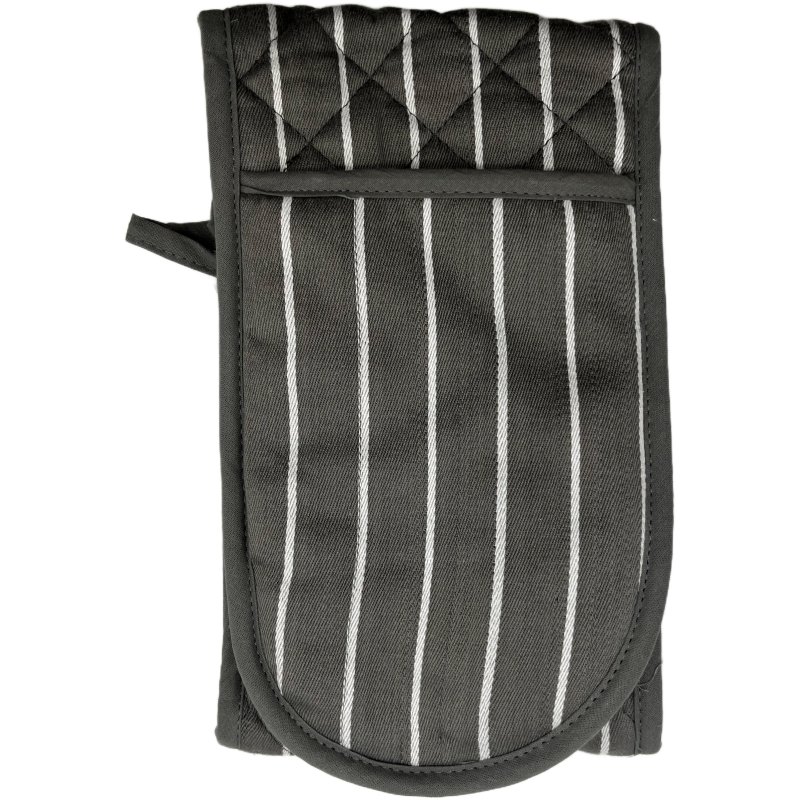 Le Chateau Butchers Stripe Double Oven Glove Grey