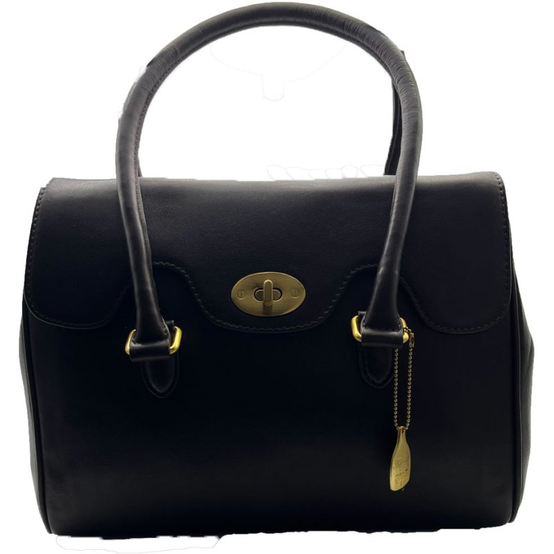 Ashwood Leather Turn Lock Handbag Brown
