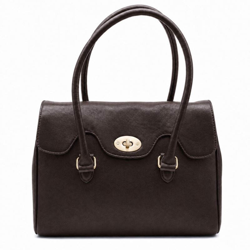 Ashwood Leather Turn Lock Handbag Brown