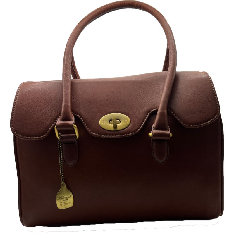 Ashwood Leather Turn Lock Handbag Tan