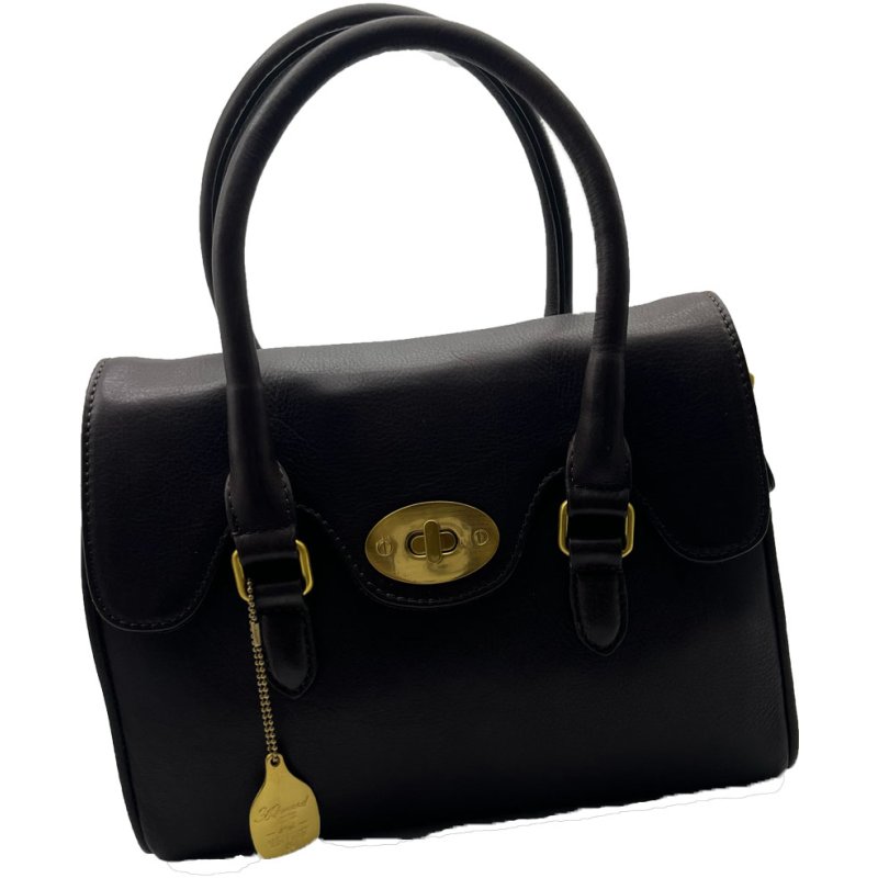 Ashwood Leather Turn Lock Grab Bag Brown
