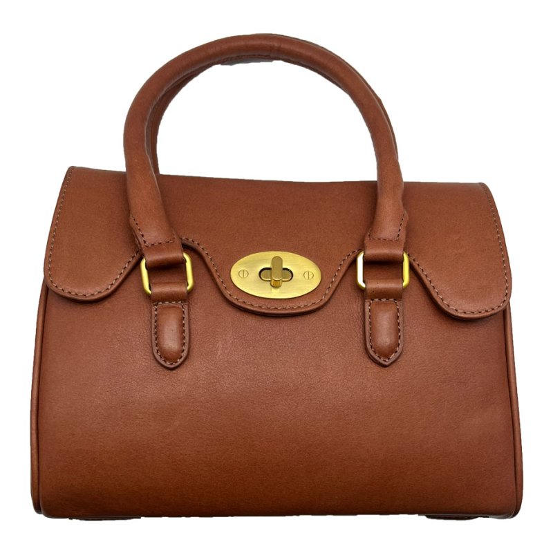 Ashwood Leather Turn Lock Grab Bag Tan