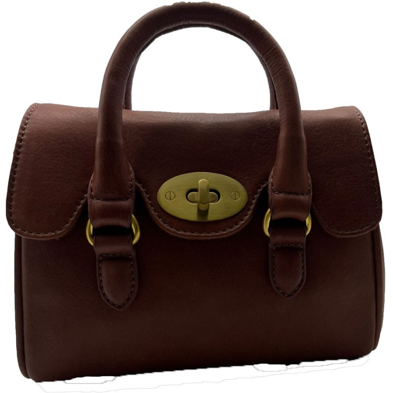 Ashwood Leather Mini Turn Lock Grab Bag Tan