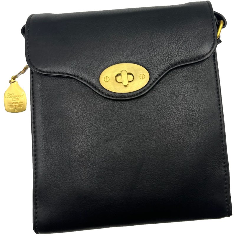 Ashwood Leather Turn Lock Cross Body Bag Black