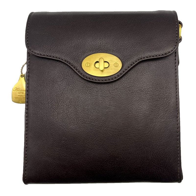 Ashwood Leather Turn Lock Cross Body Bag Brown