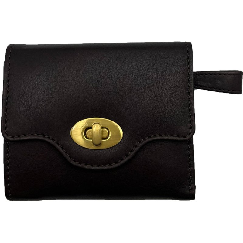 Ashwood Leather Turn Lock Wallet Brown