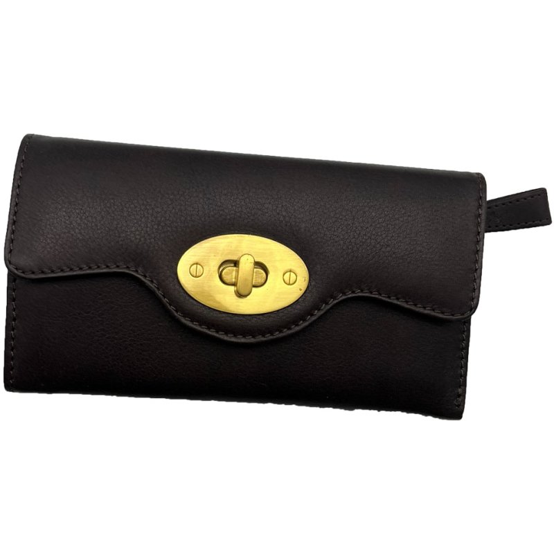 Ashwood Leather Turn Lock Purse Brown