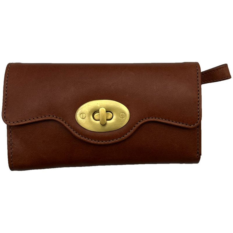 Ashwood Leather Turn Lock Purse Tan