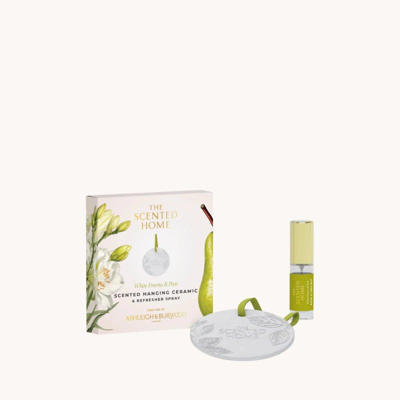 White Freesia & Pear Scented Ceramic With Spray