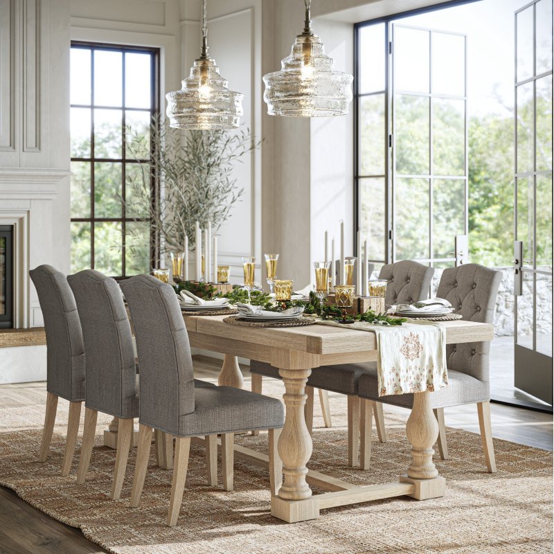 Aldiss Own Casterton White Wash Large Extending Trestle Dining Table