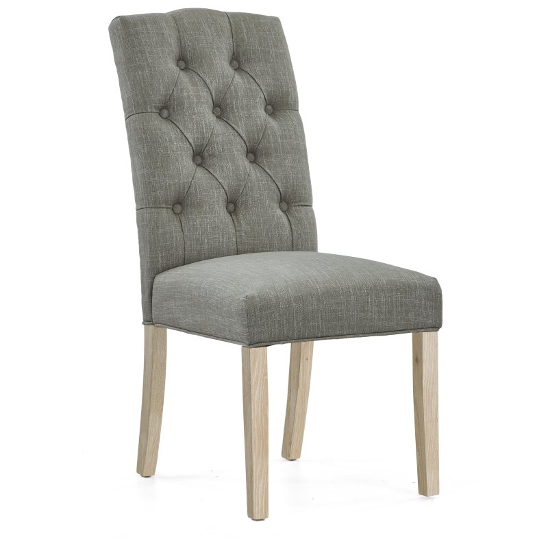 Aldiss Own Casterton White Wash Grey Button Back Chair Pair