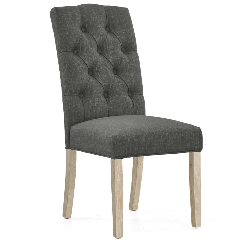 Aldiss Own Casterton White Wash Charcoal Button Back Chair Pair