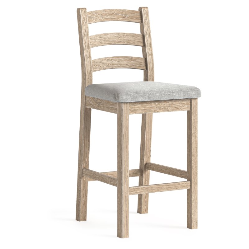 Aldiss Own Casterton White Wash Bar Stool with Natural Cushion