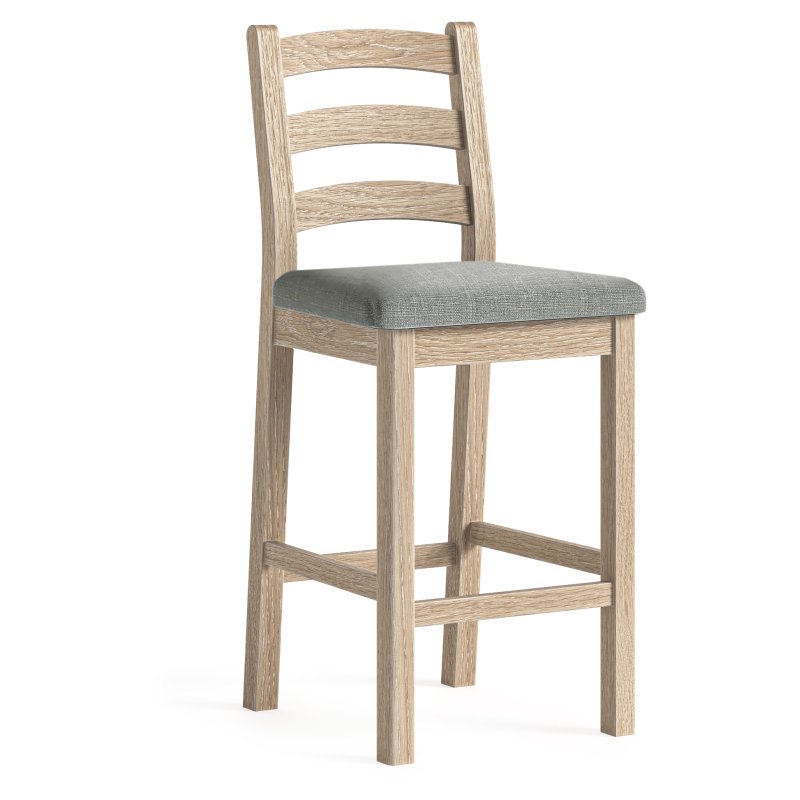 Aldiss Own Casterton White Wash Bar Stool with Grey Cushion