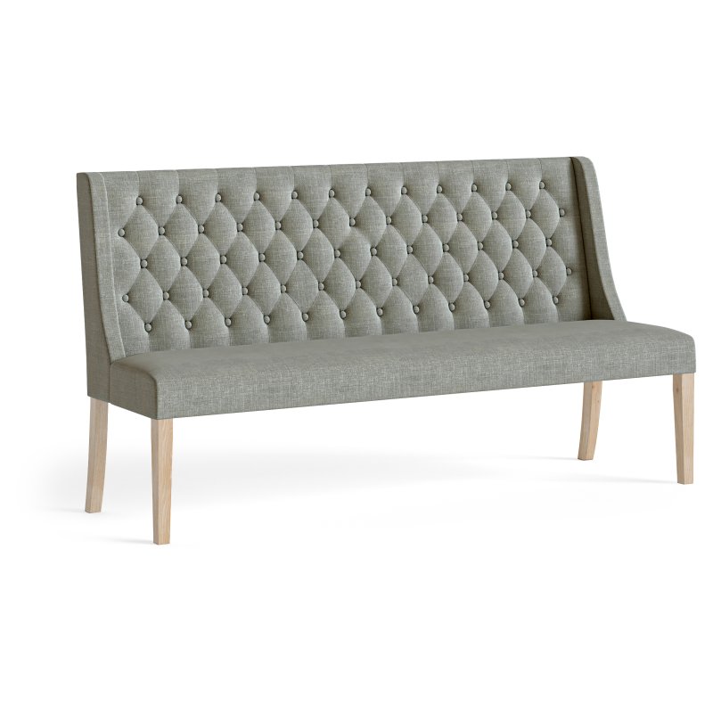Aldiss Own Casterton White Wash Button Back Dining Bench in Grey