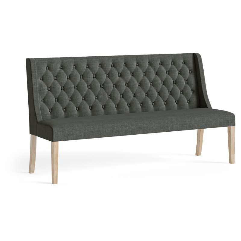 Aldiss Own Casterton White Wash Button Back Dining Bench in Charcoal