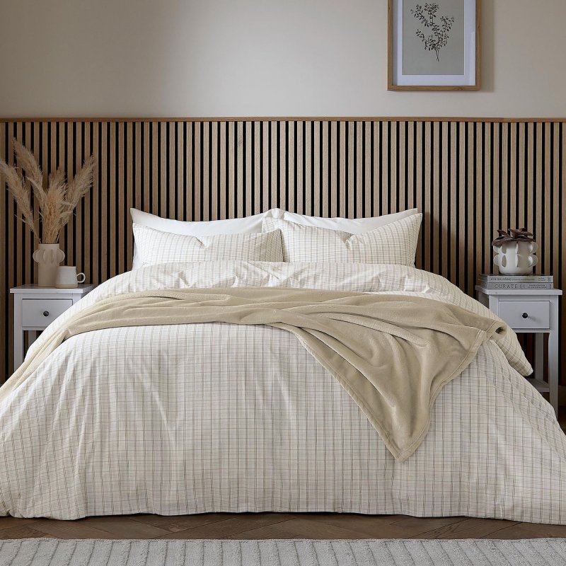 Helena Springfield Calico And Chalk Tranquil Check Duvet Set Linen
